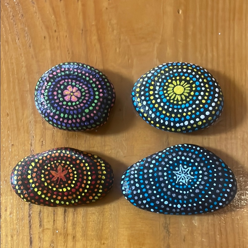 Colorful Hand-Painted Decorative Stones / Rocks of the 4 Seasons